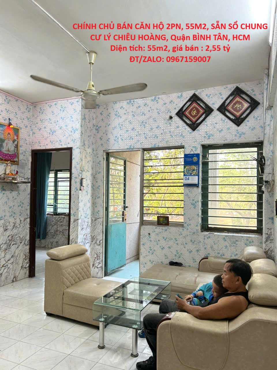 CHÍNH CHỦ BÁN CĂN HỘ 2PN, 55M2, SẴN SỔ CHUNG CƯ LÝ CHIÊU HOÀNG, Quận BÌNH TÂN, HCM