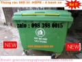 Thùng rác nhựa 660 lít màu xanh