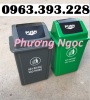 Thùng rác HDPE 60L, thùng rác nắp bập bênh, thùng rác 60 Lít nắp lật, thùng rác 60L ngoài trời