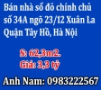 Bán nhà sổ đỏ chính chủ, số 34A ngõ 23/12 Xuân La, Quận Tây Hồ, Hà Nội